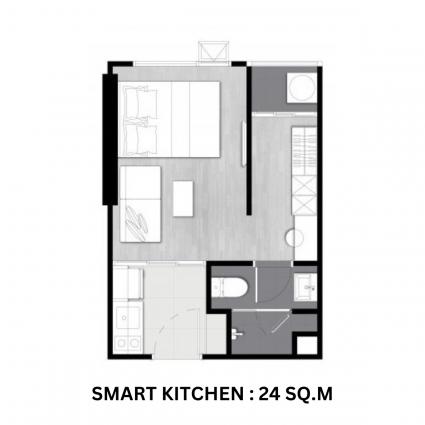 ให้เช่าคอนโด บริกซ์ตัน เกษตร - ศรีราชา แคมปัส ขนาด 24 ตารางเมตร Smart Kitchen